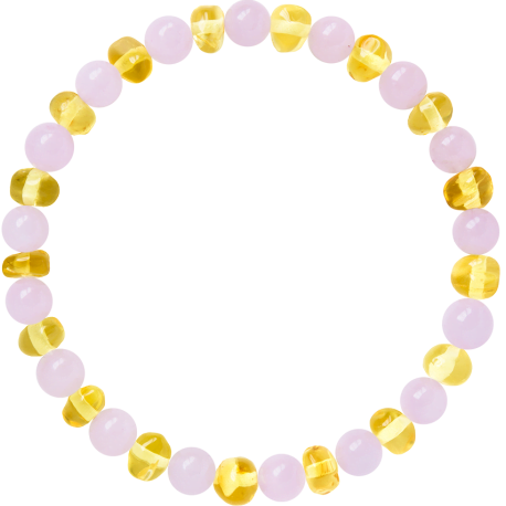 Pulsera Ámbar Miel Cuarzo Rosado (E)
