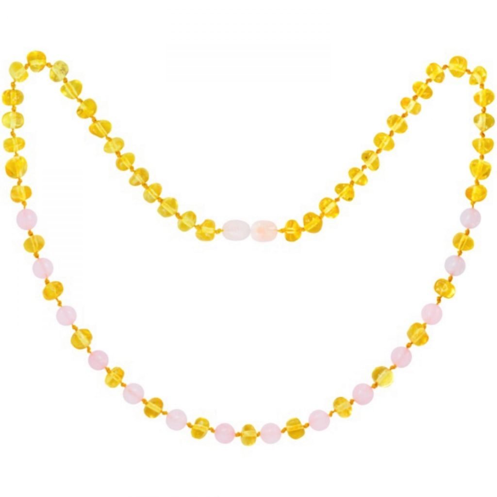 Collar Ámbar Miel Cuarzo Rosado