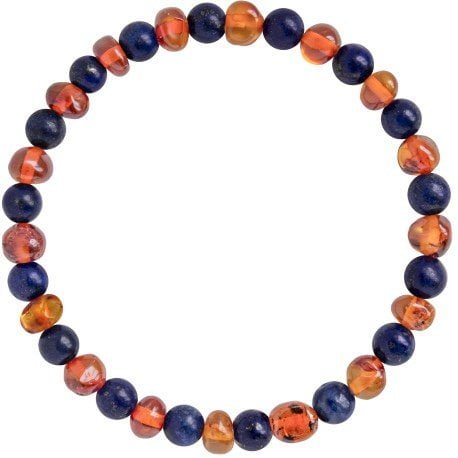 Pulsera Ámbar Coñac Lapiz Lazuli (E)