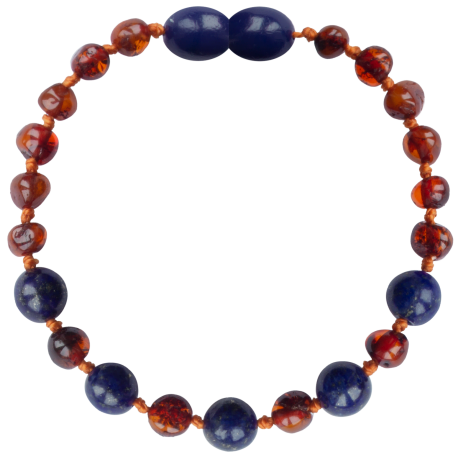 Pulsera Ámbar Coñac Lapiz Lazuli Atornillada