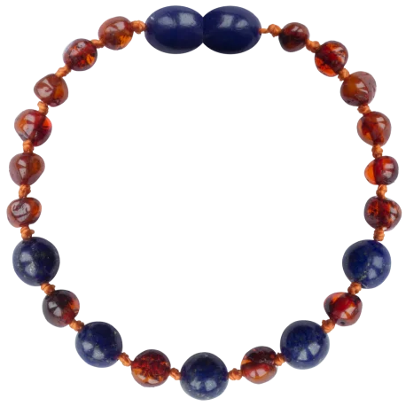 Pulsera Ámbar Coñac Lapiz Lazuli