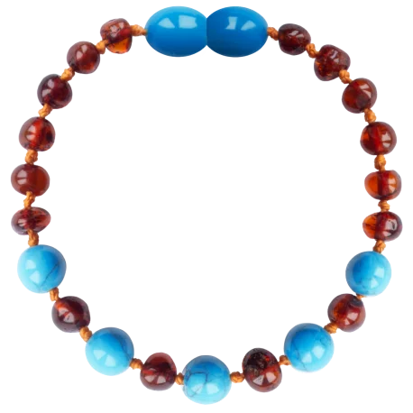 Pulsera Ámbar Coñac Turquesa