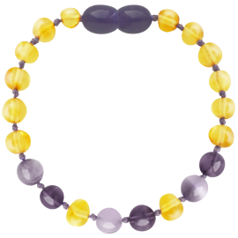 Pulsera Ámbar Miel Amatista Jade Morado