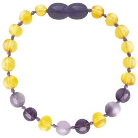 Pulsera Ámbar Miel Amatista Jade Morado