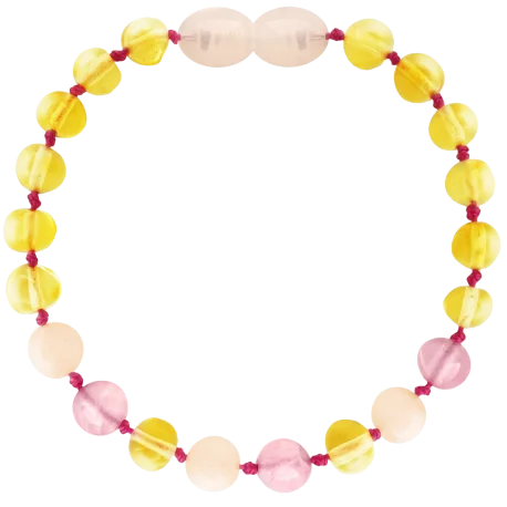 Pulsera Ámbar Miel Cuarzo Jade Rosado