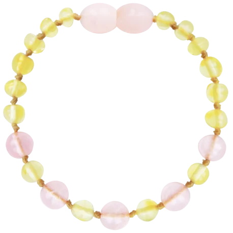 Pulsera Ámbar Miel Cuarzo Rosado
