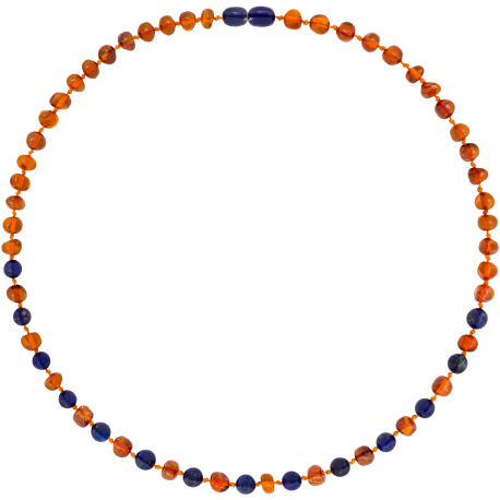 Collar Ámbar Coñac Lapiz Lazuli