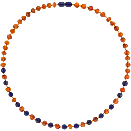 Collar Ámbar Coñac Lapiz Lazuli