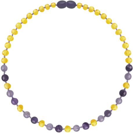 Collar Ámbar Miel Amatista Jade Morado