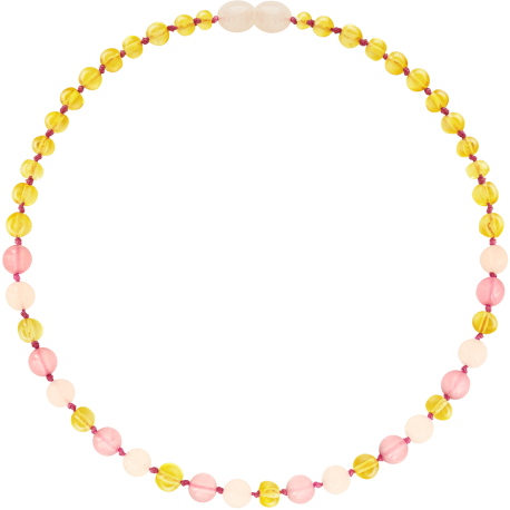 Collar Ámbar Miel Cuarzo Jade Rosado