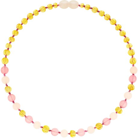 Collar Ámbar Miel Cuarzo Jade Rosado