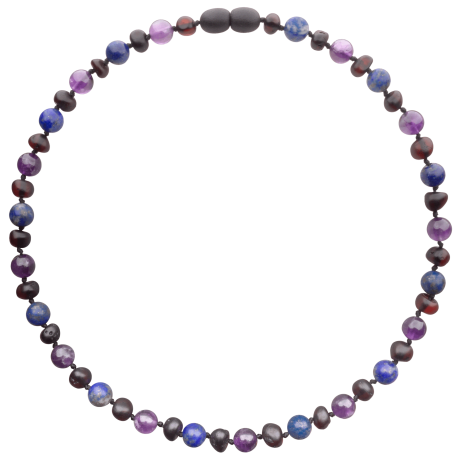 Collar Ámbar Cereza Sin Pulir Amatista Lápiz Lazuli