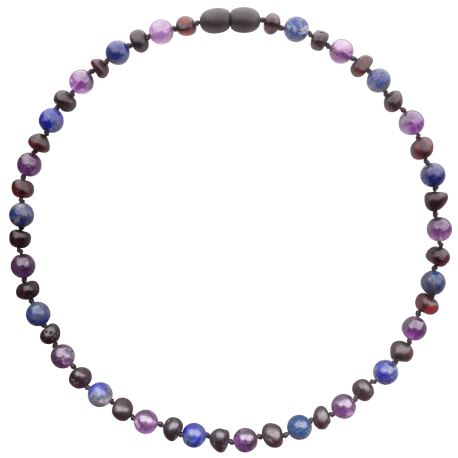 Collar Ámbar Cereza Sin Pulir Amatista Lápiz Lazuli